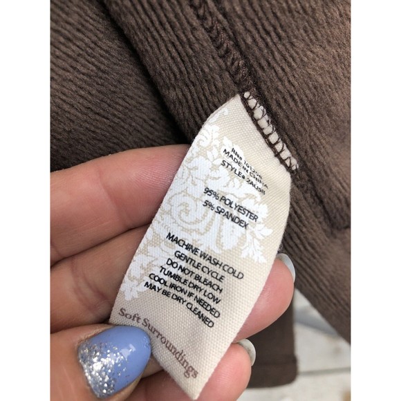 SOFT SURROUNDINGS  Brown Drape Vienna Vest Large Soft Fleece Lined Pockets - Picture 8 of 11